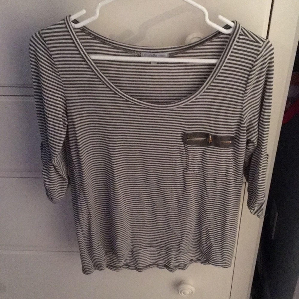 Green and white striped shirt